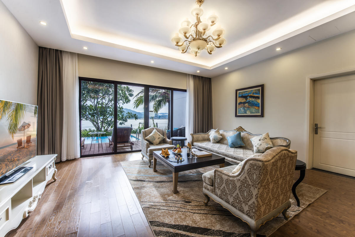 Phòng khách tại Villa 2 phòng ngủ Vinpearl Nha Trang Đảo Hòn Tre